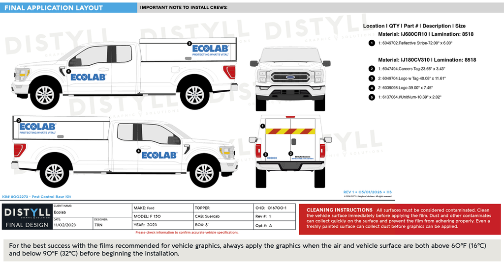 Ecolab, Pest/Institutional, Legacy Kit, Ford, F150, SuperCab, 8ft Bed, Topper, 2023
