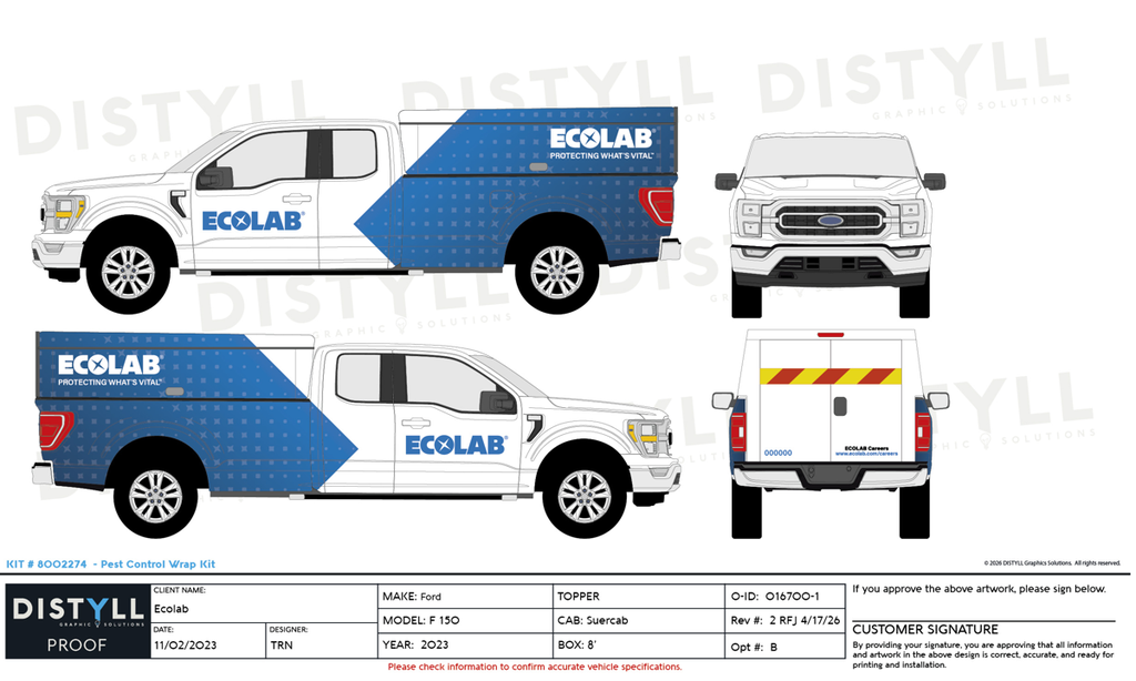 Ecolab, Pest_Institutional, Ford, F150, SuperCab, 8ft Bed, Topper, 2023