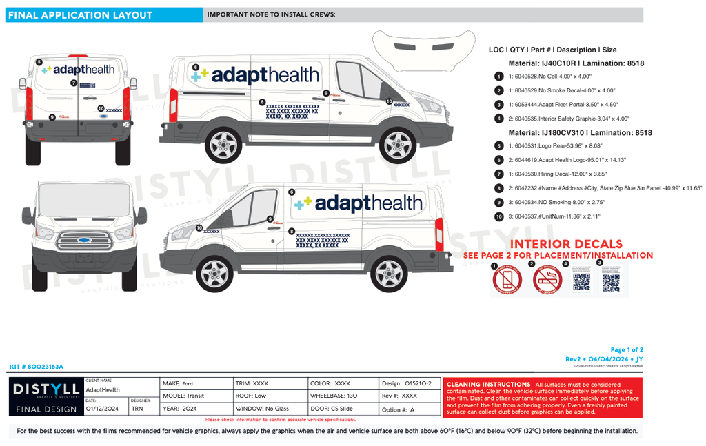 Adapt Health, Ford, Transit, LR, NG, 130WB, 2024, 3in Pers