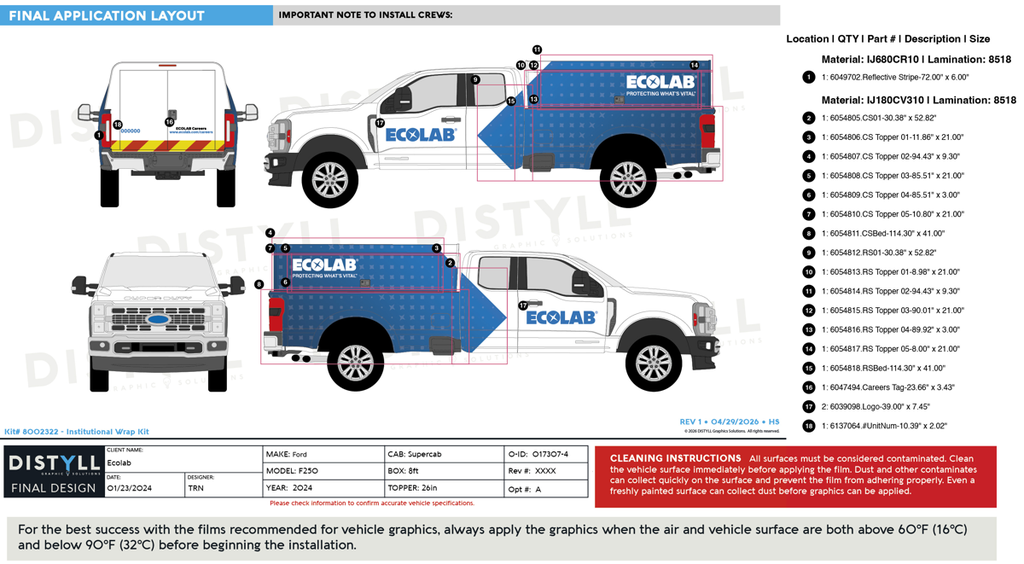 Ecolab, Pest/Institutional, Ford, F250, SuperCab, 8ft Bed, 26in Topper, 2024