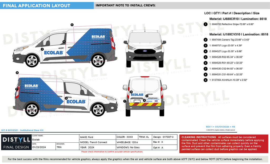 Ecolab, Pest/Institutional, Ford, Transit Connect, 120.6WB, NG, 2024