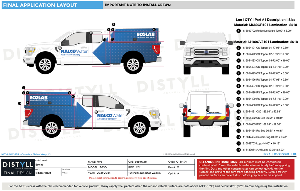 Ecolab, Canada, Nalco, Ford, F150, SuperCab, 6ft5in Bed, DCU 23in Topper, Double Full Doors Rear, 2024