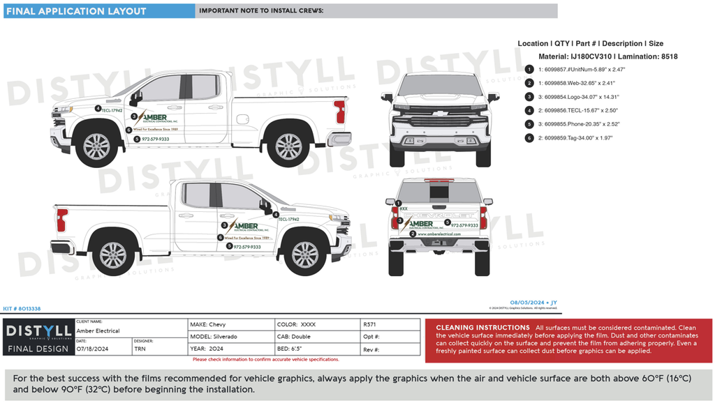 Amber Electrical, Chevy, Silverado, Double Cab, 6ft5in Bed