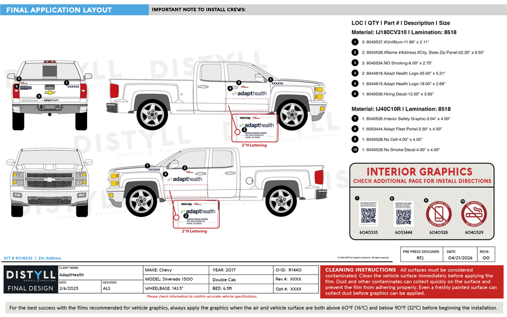 AdaptHealth, Chevy, Silverado 1500, LS, Double Cab, 143WB, 2017