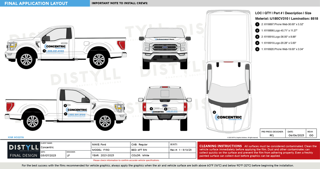 Concentric, Universal Pickup Spot Graphics, Lite Duty - 3-4-Ton