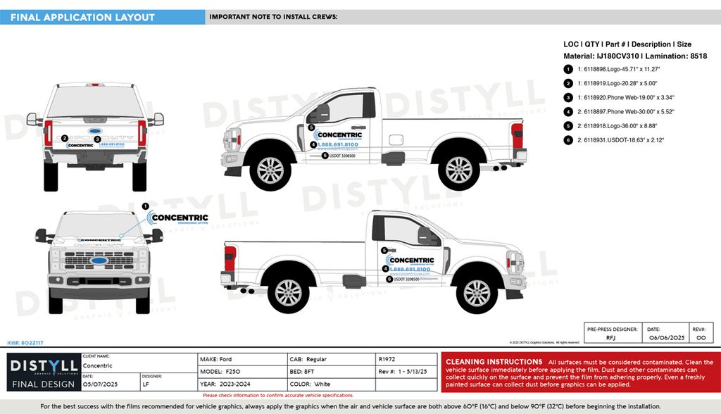 Concentric, Ford, F-350-550, All Trim Levels, Regular, 8ft, 142WB