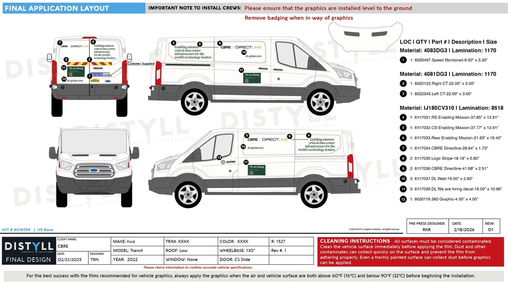 CBRE, Directline, Ford, Transit, 130WB, CS Slide, No Glass, LR