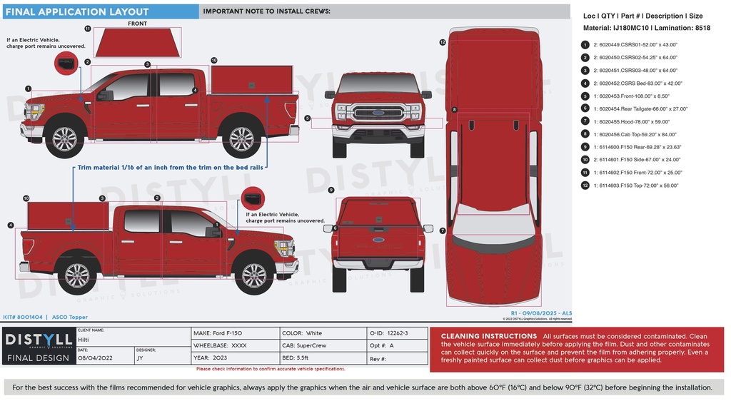 Hilti, Ford F150, SuperCrew Cab, 5_5ft Bed, Full Wrap, With Topper, 2023