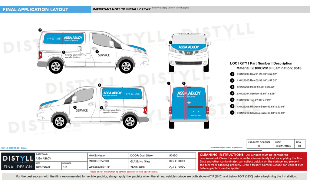 ASSA ABLOY, Nissan, NV200, 115WB, Dual Slider, NG, 2018_R3450