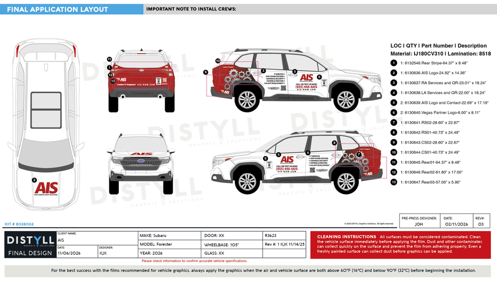 AIS, Subaru, Forester, 105WB, 2026
