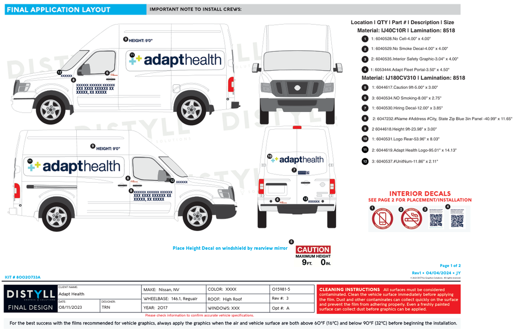 Adapt Health, Nissan, NV, 146_1WB, HighRoof, 3in Pers, 2017