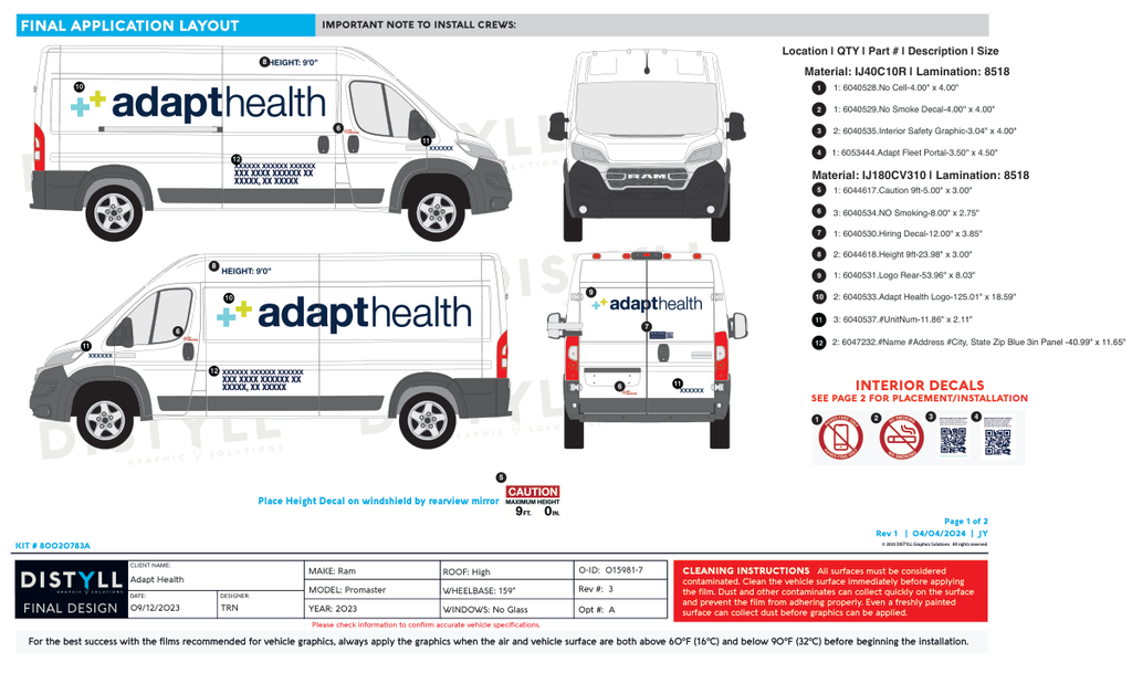 Adapt Health, Ram, Promaster, High Roof,  159WB, No Glass, 2023