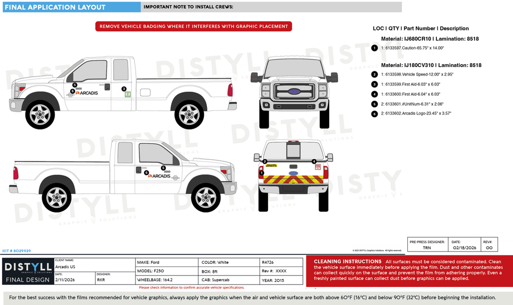 Arcadis US, Ford, F250, Supercab, 8ft bed, 164_2WB, 2015