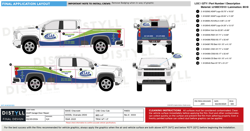 ASAP Garage Door Repair, Chevrolet, Silverado 2500, WT, LT, Crew Cab, 6_9ft Bed, 159WB, 2025
