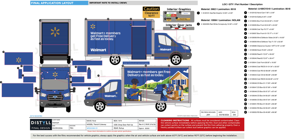 Walmart, Ford, Transit Cutaway, 14ft Wabash Truck Body, 156, Side Drop Door with Roll Up, Rear Roll Up, WES0084-01