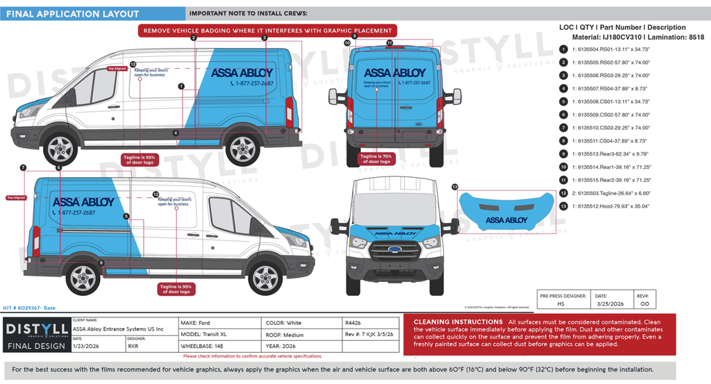 ASSA Abloy Entrance Systems, Ford, Transit, XL, Medium Roof, CS Slider, 148WB, 2026