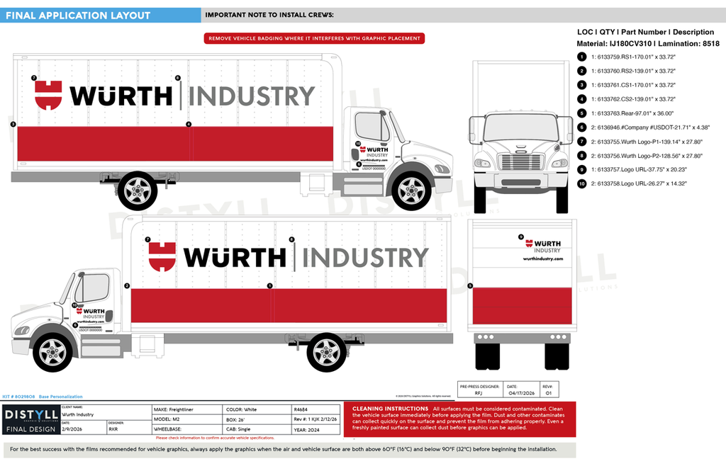 Wurth Industry, Freightliner, M2, 26ft box, Rollup door, 2024