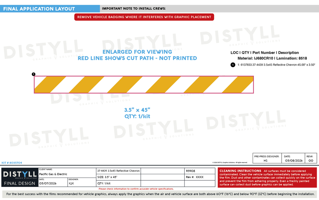 PG&E, 37-4439 3_5x45 Reflective Chevron