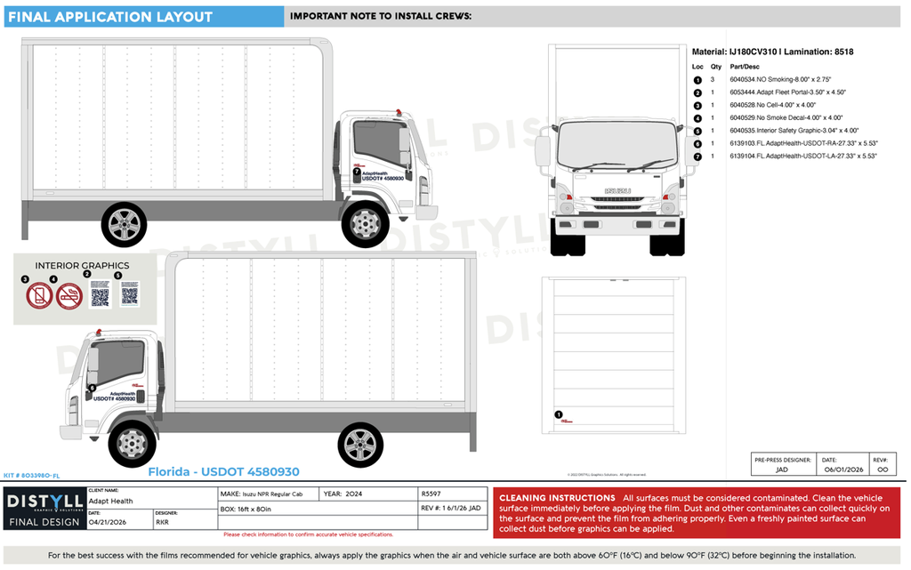 Adapt Health, Isuzu, NPR HD, Regular Cab, 16ft Box Truck, 150, 2024
