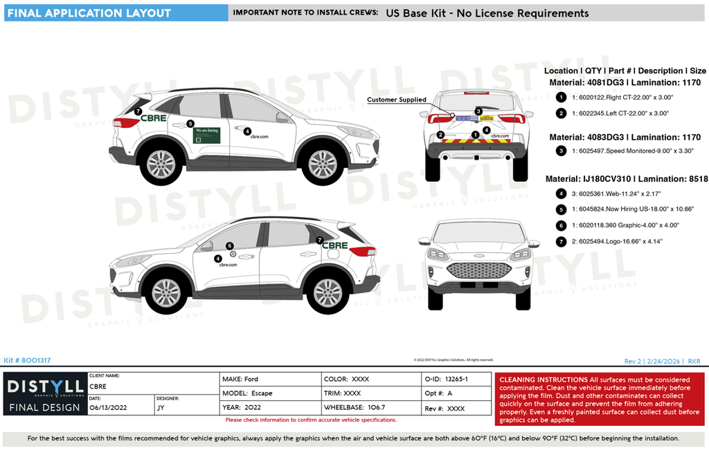 CBRE, Base Kit, Ford Escape, 106_7 WB, 2022