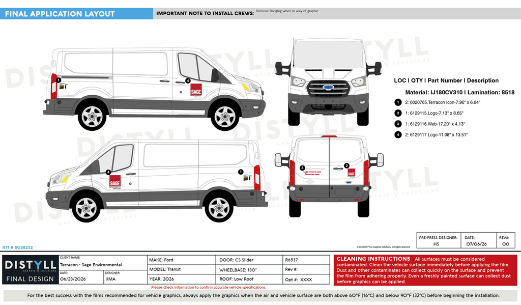 Terracon, Sage Environmental, Ford, Transit, XL, 130WB, LR, CS Slider, NG, 2026