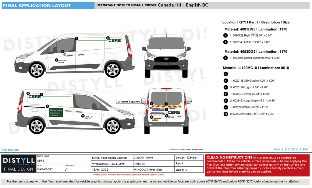 CBRE, English BC Canada, Ford Transit Connect, 120_6 WB, Rear Glass, 2023