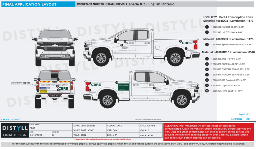 CBRE, English Ontario Canada, Chevy Silverado, Quad Cab, 6ft 8in Bed, 2022, Spot