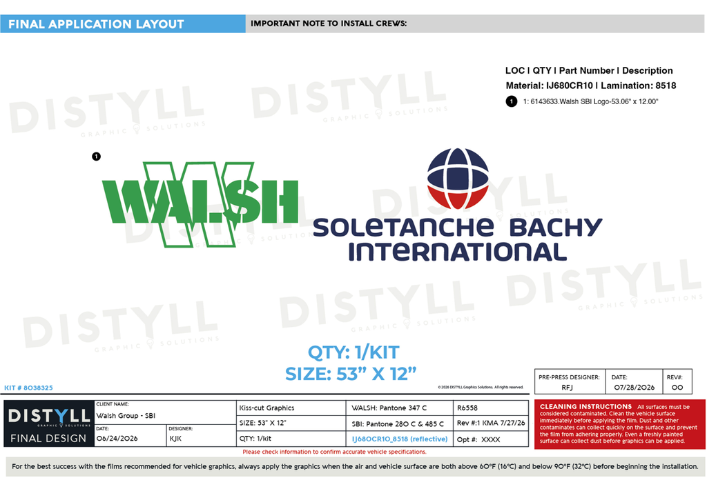Walsh Group, SBI, 12in Logo, Universal Part