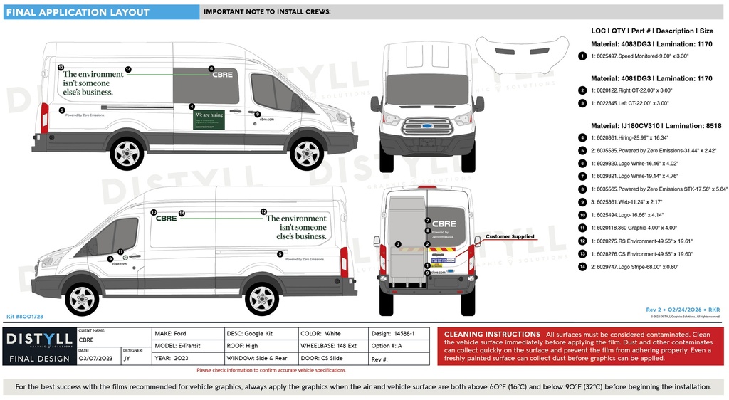 CBRE, Google Account Kit, Ford, E-Transit, High Roof, 148 Ext, Side and Rear Gla