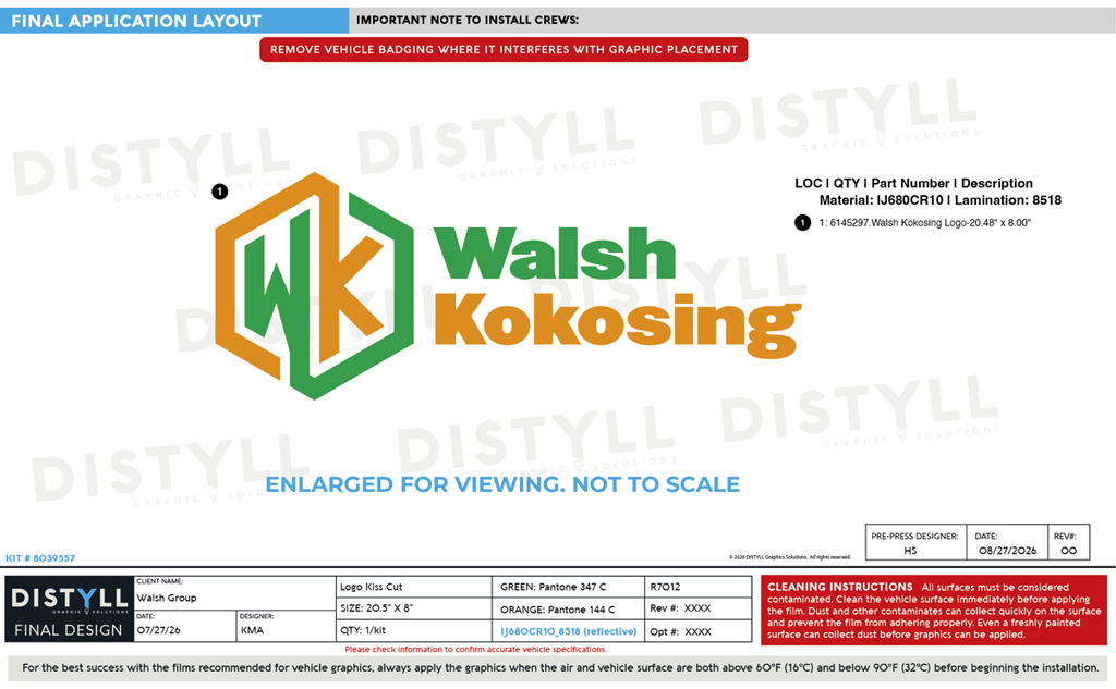 Walsh Group, Walsh Kokosing, 8in Logo, Universal Part