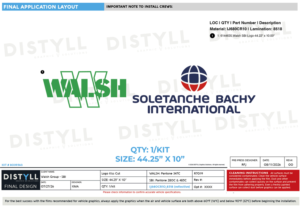 Walsh Group, SBI, 10in Logo, Universal Part