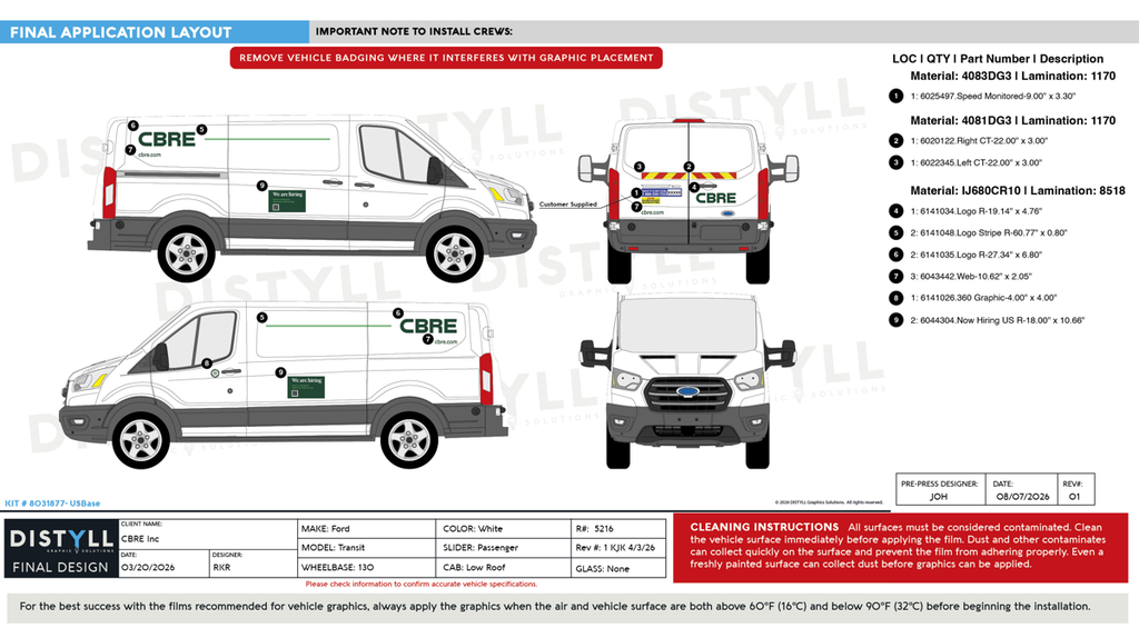CBRE Inc, US, Ford, Transit, XL, 130WB, Low Roof, CS Slider, NG, 2026