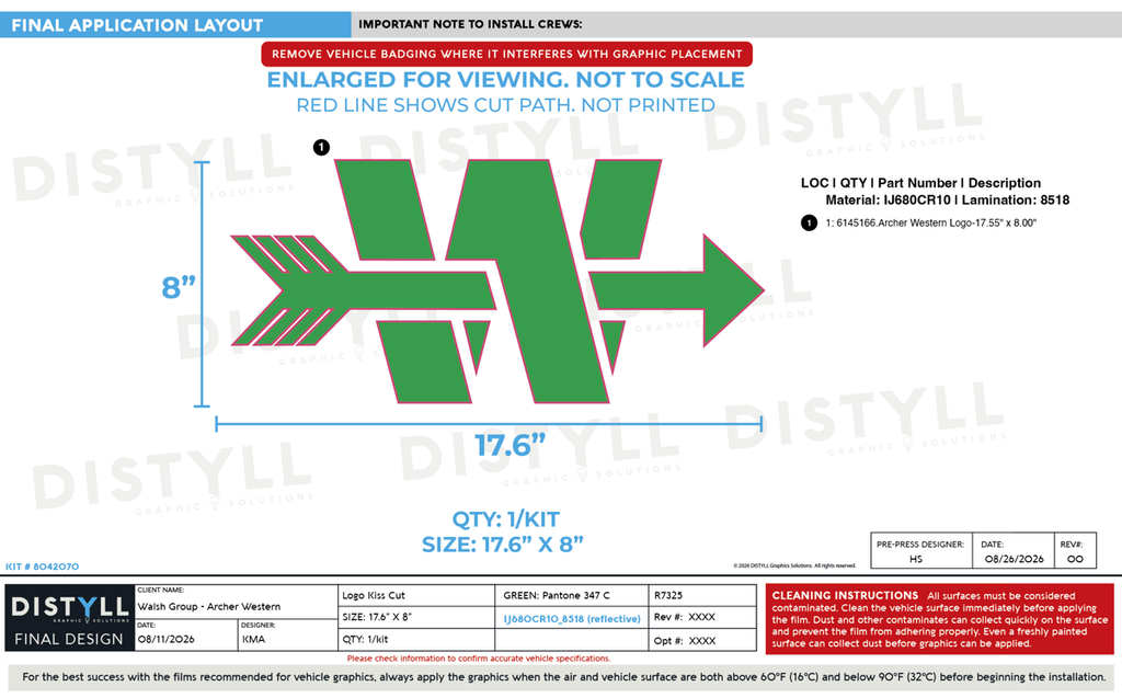 Walsh Group, Archer Western, 8in Logo, Universal Part
