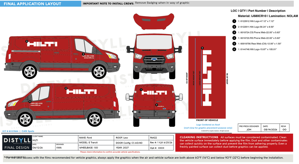 HILTI, CAN, Ford, Transit, XL, 130WB, LR, CS Slide, NG, 2027