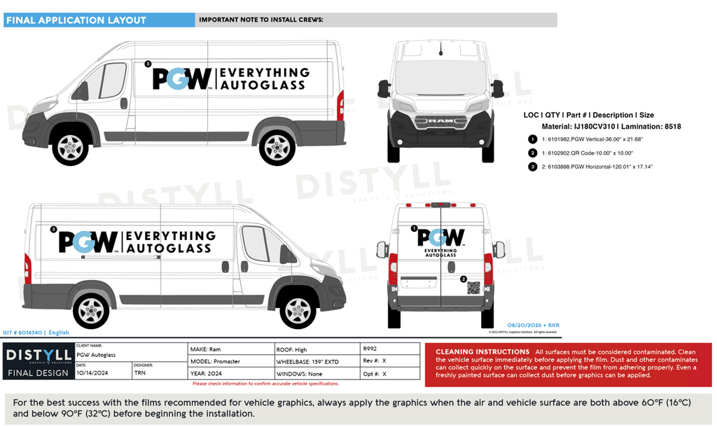 PGW Autoglass, Ram, Promaster, HR, 159EXTD WB, No Glass, 2024