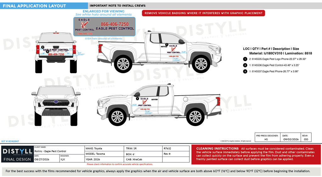 Rollins, Eagle Pest Control, Toyota, Tacoma, XtraCab, 6ft Bed, 131_9WB, 2024-2027