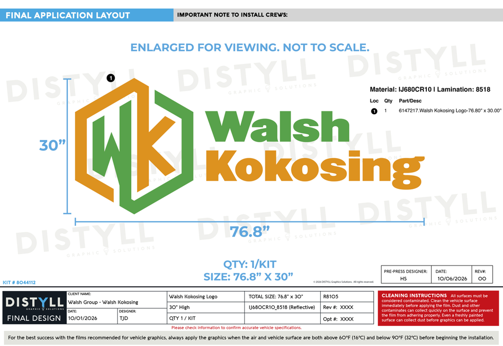 Walsh Group, Walsh Kokosing, 30in Logo, Universal Part