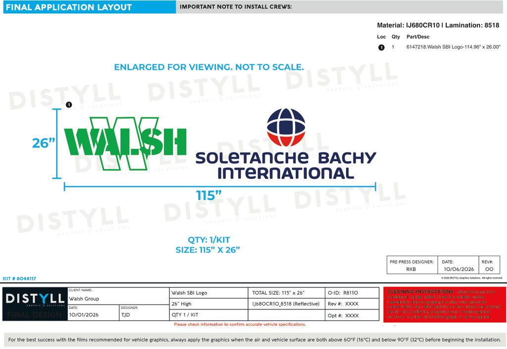 Walsh Group, SBI, 26in Logo, Universal Part
