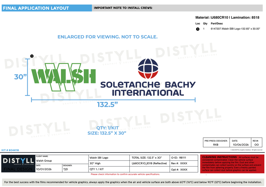 Walsh Group, SBI, 30in Logo, Universal Part