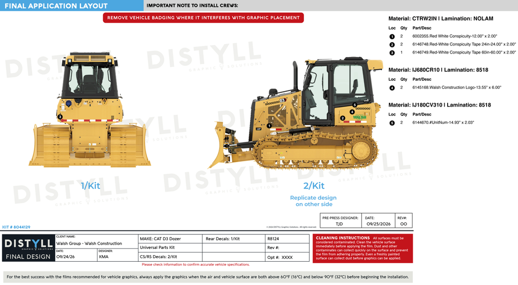 Walsh Group, Walsh Construction, Universal Parts, CAT D3 Dozer