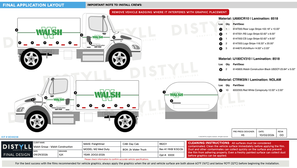 Walsh Group, Walsh Construction, Freightliner, M2 Med Duty, Day Cab, 2K Water Truck, 2002-2026