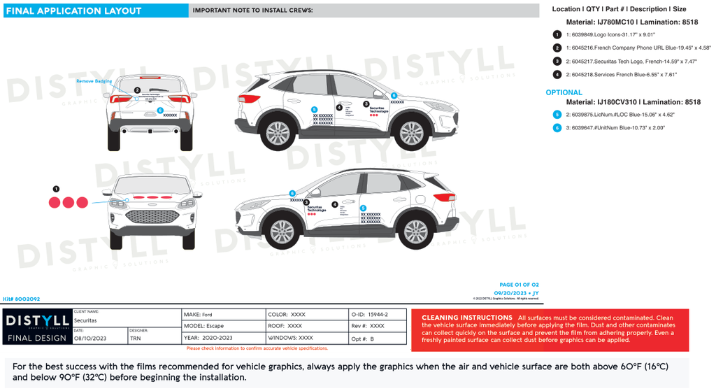 Securitas, Canada-French, Sedan and SUV,  White OEM, Blue Text