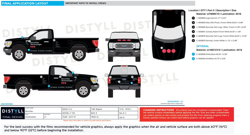 Securitas, Canada-French, Truck, Black OEM, White Text, Base Kit