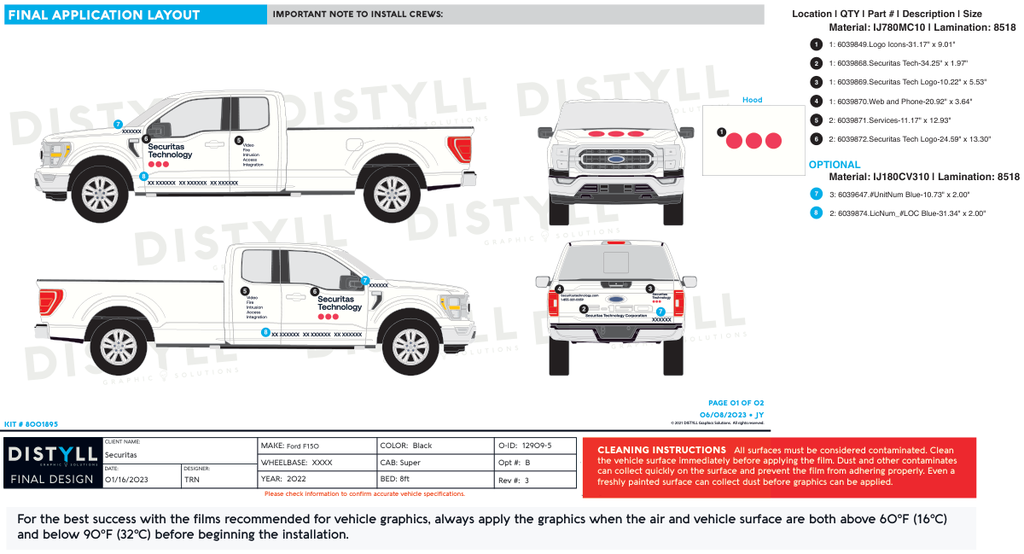Securitas, US, Truck, White OEM, Blue Text, Base Kit