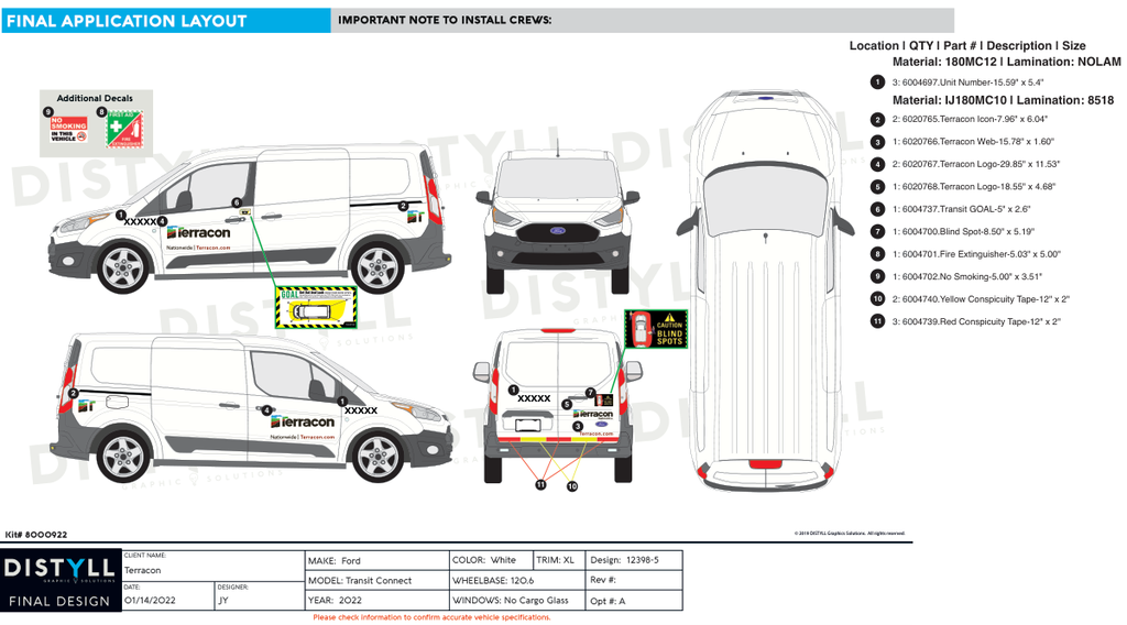 Terracon, Ford Transit Connect XL, 120_6  WB, No Glass, 2022-, Spot Graphics